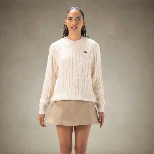 Women's Crew Neck Cable Sweater