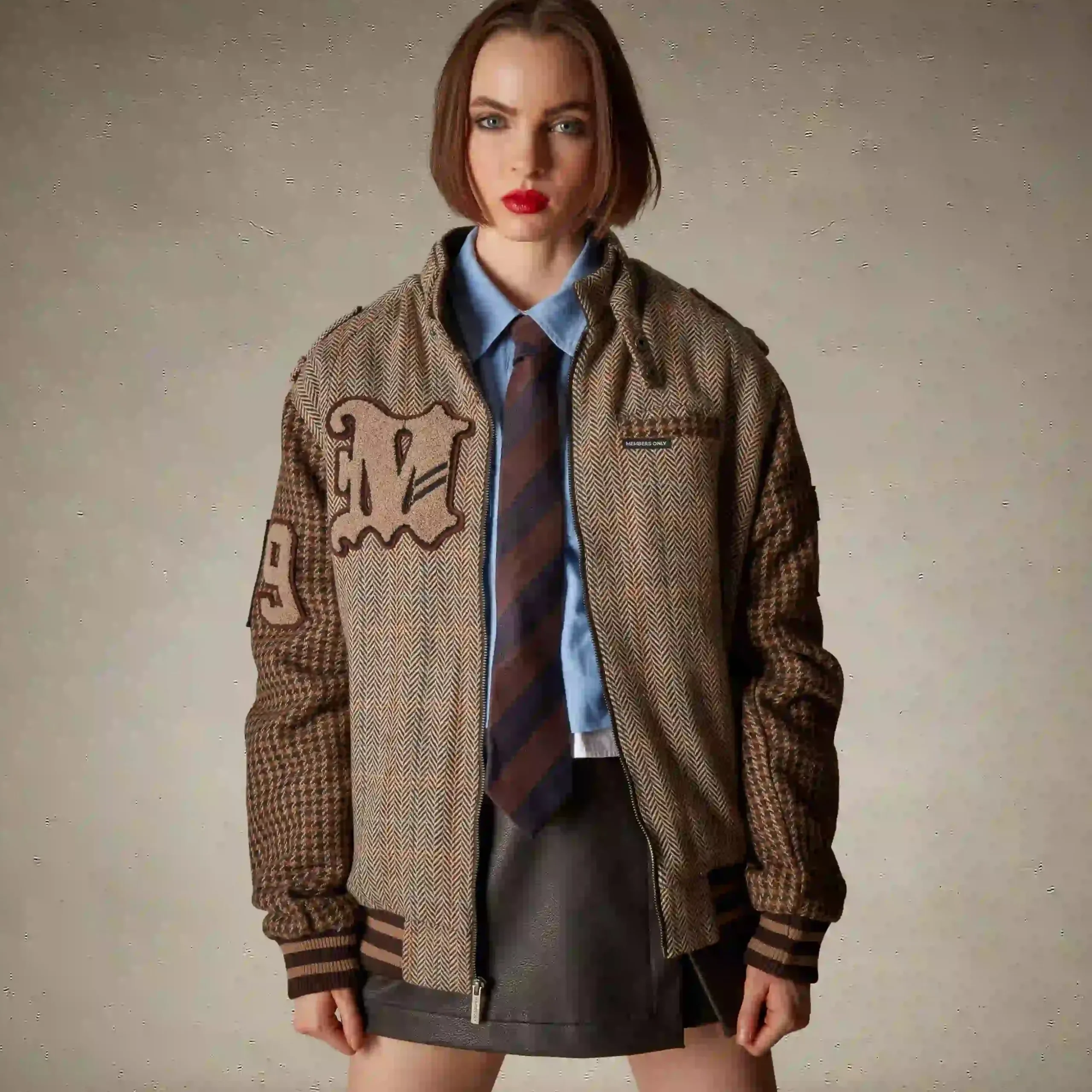 Women's Oversized Tweed Varsity Jacket
